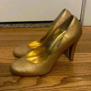 Colin Stuart gold metallic leather pumps/heels, Womens Size 8